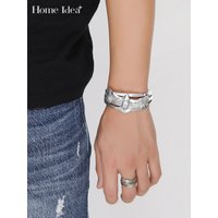 Indian Eagle Men Wide Bracelet Luxury Sterling Silver 925 Jewelry For Men Vintage Punk Stage Show Cuff Bracelets