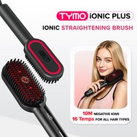 Brosse lissante TYMO iONIC PLUS, lisseur professionnel pour cheveux, 16 températures 80‑230 °C, écran LCD, chauffage rapide, anti‑brûlure, double tension, coiffage rapide