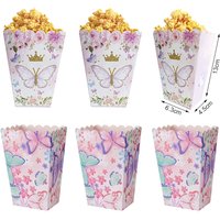 6/12/24/30pcs Butterfly Popcorn Box Snack Box Princess Butterfly Fairy Party Decor Kids Birthday Baby Shower Wedding Supplies