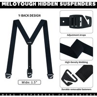 Hidden Suspenders for Men Under Clothing, 1.5" Men's Suspenders Non Metal Airport Friendly Elastic Y Back