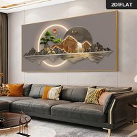 1pc Frameless Abstract Landscape Canvas Art, for Living Room, Bedroom Wall Decor, Golden Accent Art, Landscape Decor 2D Flat