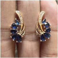 Luxury Women's Sparkling Blue Synthetic Zirconia Hoop Earrings Fashion Temperament Wedding Anniversary Jewelry Accessories Gifts