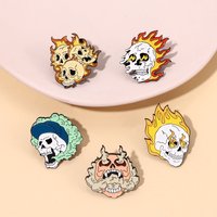 Skeleton Flame Punk Gothic Horror Ghost Head Enamel Pin Brooch Cartoon Women Men Denim Jackets Lapel Pins Backpack Badges Kids F