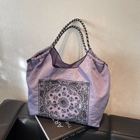Large Capacity Exquisite Embroidery Personality Tote Bags Super Cool National Style Hot Trendy Shoulder Bags for Women 2025 New