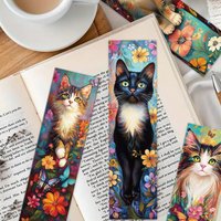 32pcs, Flower Cat Bookmark, suitable for back-to-school season, Christmas, Halloween, teachers, readers, and birthdays.