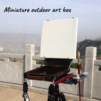 Mini boîte à dessin portable, boîte à peinture à l'huile de voyage, chevalet miniature pour étudiants en plein air, support de peinture pliable noir et blanc