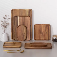 Natural Acacia Wood Tray Coffee Tray Rectangular Plate Fruit Snacks Food Storage Trays Dessert Candy Tray Gongfu Tea Tray
