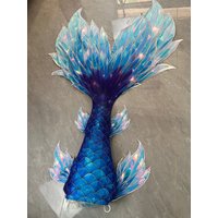 New Shiny Blue Adult Mermaid Tail European Style Beach Vacation Mermaid Costume
