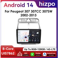 Hizpo-Autoradio CarPlay Android, Navigation GPS, RDS, DSP, 4G, BT, 2DIN, Limitation, 9 ", KIT 307, 307CC, 307SW, 2002 - 2013