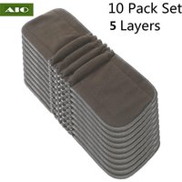 AIO Bamboo Nappies Charcoal Reusable Soft 5 Layers 10 pcs Bamboo Charcoal Inserts for Baby Cloth Diapers High Absorbing Washable