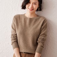 Nowy damski sweter z kaszmiru Damska bluza z kapturem ze 100% kaszmiru z długim rękawem O-Neck Damski sweter z dzianiny Gorąca sprzedaż Moda