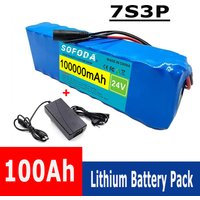 29,4V 100000mAh new battery pack rechargeable 18650 7S3P 24V battery BMS+2A