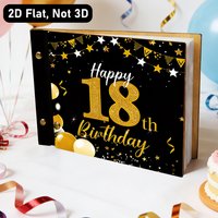 elegant 18th birthday Wooden message book & Guest Book - floral birthday party decoration with golden "18" number, With 40 Pages