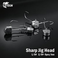 2026 LEYDUN 5pcs Sharp Jig Head Hook 1/0# 2/0# 5g/7g Winding & Darting Soft Fishing Lure For Sea Bass Pike Trout Accessories