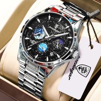 POEDAGAR Casual Quartz Male Clock Chronograph Date Stainless Steel Men's Watch Luminous Waterproof Fashion Watches For Men Reloj