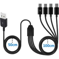 4 in 1 USB C Multi Charging Cable,USB to 4 Type-C Male Charge Cable Splitter Cable For iPhone 15 Samsung & Type C Android Device