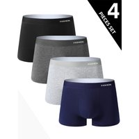 4 pieces men‘s underwear, soft and fashionable personality solid color boxer men's briefs, sports breathable boxer briefs