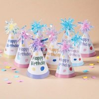12Pc/6pcs Macaron Color Paper Cone Party Hats with Fringe Tassels Disposable for Birthday Festive Celebrations
