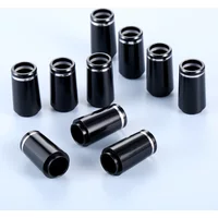 10Pcs Black Plastic Golf Club Ferrules with Single Silver Ring Replacement Tip Size 0.370 for Irons Golf Club Shafts Accessories