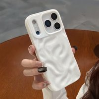 Luxury 3D Wrinkle Case For iPhone 17 Air 16 15 14 Pro Max 12 11 13 Candy Solid Color Wave Pattern Soft Silicone Aesthetic Cover
