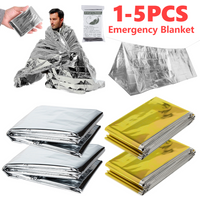 1-5PCS Emergency Blanket Outdoor Survive First Aid Blanket Foil Thermal Blanket for Camping Mat Pad Windproof Rescue Blanket