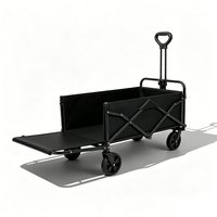 Beiyue 5inch Extra Long Extender Folding Cart Collapsible Utility Wagon Cart Heavy Duty Foldable Trolley With Tailgate