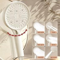 High Pressure Shower Head 6 Modes Adjustable Large Panel Handheld Shower Sprayer Anti-Clog Silicone Nozzle Bathroom Accessory