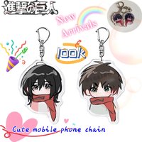 Cute Attack on Titan Eren Mikasa Acrylic Keychain, Cartoon Backpack Charms, High-end Look Phone Pendant Anime Accessories Gift