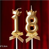 New 0-9 Number Birthday Candles originalLight Gold Crown birthday cake digital party candle decoration