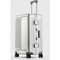 All Aluminum-magnesium Suitcase Front Opening Rolling Luggage with USB Charging Plug TSA Lock Trolley Metal Case 20/24 Travel