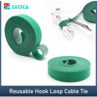5m/roll Green Cable Ties Reusable Hook Loop Fastener Width10/15/20/25mm Self Adhesive Nylon Strap Wire Management Fastening Tape