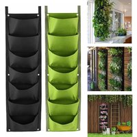 7 Pocket Vertical Growing Planting Bag Felt Fabric Wall Hanging Outdoor Garden Planter Pot Flower Vegetable Growing Container