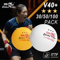 Double Fish V40+ ITTF Approved 3-Star Table Tennis Balls Premium ABS with Seam Competition Ping Pong Balls 30/50/100 Packs