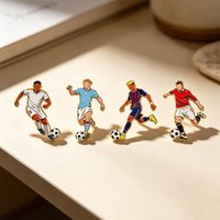 4/8PCS Cartoon Football Star Enamel Brooches Lapel Pins Number 7 Player Action Creative Soccer Club Badge Jewelry Gift For Frien