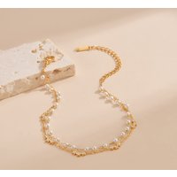 Romantic Imitation Pearls Wedding Bracelets Double Layers Stainless Steel Women Star Charms Engagement Jewelry Girlfriend Gifts