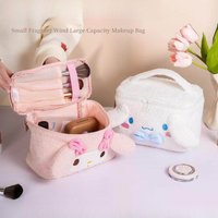 Kawaii Sanrio Large Capacity 3D Plush Makeup Pouch My Melody Handheld Kuromi HelloKitty Cinnamoroll Cute Anime Holiday Gifts
