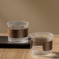 Gianxi tasse à café en verre Style japonais tasse en noyer manches transparente Kawaii tasse café belles tasses à thé tasse à bière tasse mignonne