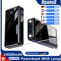 Hganus 24000mAh Tragbare Powerbank mit Dual-LED-Taschenlampe, 22,5W PD Schnellladung, USB Typ-C Anschlüsse, Externer Akku