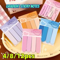 1/4/8/12pcs Gradient Color Sticky Note Students' Simple Mark Index Stickers Stationery Lovely Message Memo Pad