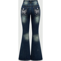Elegant Embroidered Hot Diamond Jeans American Retro Blue Cool Girls Flare Pants Versatile High Waist Denim Pants Trendy Y2k