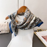 2026 New Floral Print Female Neck Scarf Cotton Velvet Women Hair Scarves Foulard Head Band Shawls Wraps Neckerchief Bandana