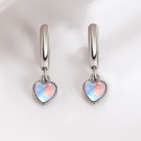 925 Sterling Silver Moonstone Heart Crystals Stud Earrings For Women Elegant Jewelry Accessories Wholesale Jewellery Argent 925