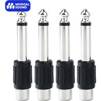 Musical Sound 4 Pieces 6.35 mm Mono Jack Male 1/4" Plug to RCA Phono Female Socket Adapter 1/4" Jack Plug to RCA Connectors Plug