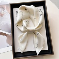 27.5" Simple Seagull Printed Square Scarf Stylish Imitation Silk Satin Shawl Spring Autumn Thin Sunscreen Headscarf For Women