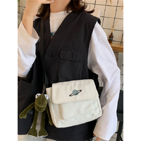 Unique Embroidery Earth Pattern Small Canvas Bag Female Student Crossbody Bag Harajuku Style Planet Workwear Single Shoulder Bag