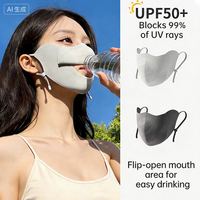 2026 New Water Drinking Sunscreen Mask for Girls, UV Protection for Summer Driving and Cycling, No Trace Ice Silk Mask