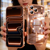 Luxury Magnetic For Magsafe Case For iPhone 17 Pro Max CD-Pattern Glitter Plating Silicone Soft Clear Cover For iPhone17ProMax