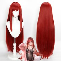 100cm NIKKE Game Cosplay Wig Red Long Straight Synthetic Hair for Women Halloween Party Role Play Wig with Wig Cap