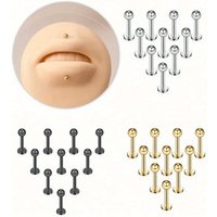 10PCS/SET 6mm 8mm 10mm 12mm Stainless Steel Simple Fashion Glossy Ball Lip Stud