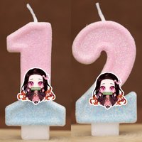 Demon Slayer Tanjirou Digital Candle Number 0-9 Kids Birthday Cake Decoration Supplies Cartoon Anime Party Accessories Supplies